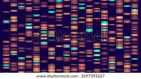 Genomic data visualization. Abstract DNA sequencing and genome mapping graphics. Scientific concept for medical research, biotechnology, and genetic testing. Vector illustration.