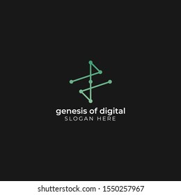 genosis digital multimedia logo vector concept