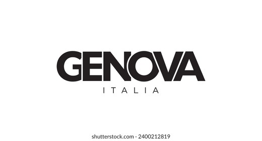 Genova in the Italia emblem for print and web. Design features geometric style, vector illustration with bold typography in modern font. Graphic slogan lettering isolated on white background.