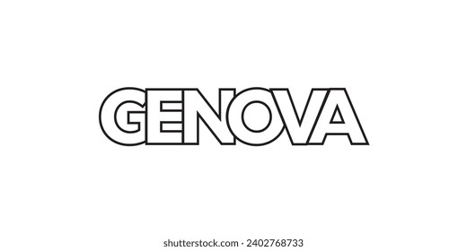 Genova in the Italia emblem for print and web. Design features geometric style, vector illustration with bold typography in modern font. Graphic slogan lettering isolated on white background.