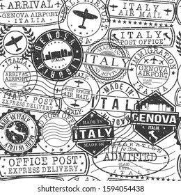 Genova Italy Italy Stamps Background. City Stamp Vector Art. Postal Passport Travel. Design Set Pattern.