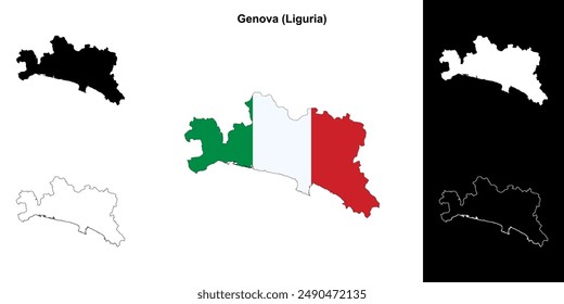 Genova province outline map set