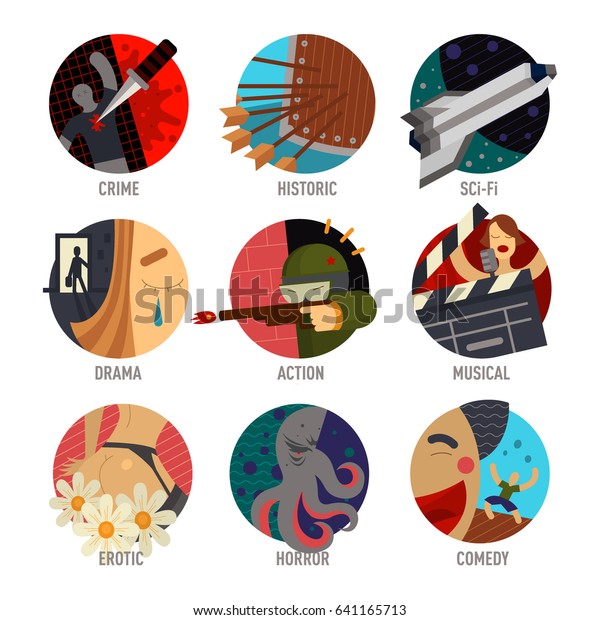 Genre Cinema Set Icons Cinematography Comedy Stock Vector Royalty Free