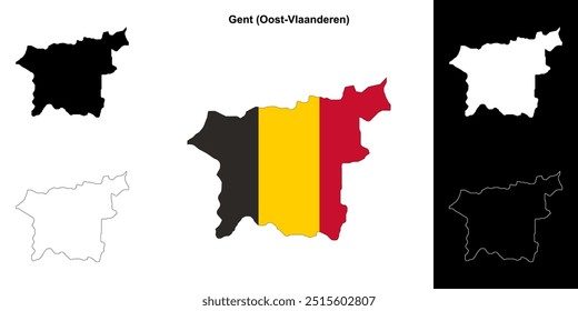 Gent arrondissement outline map set