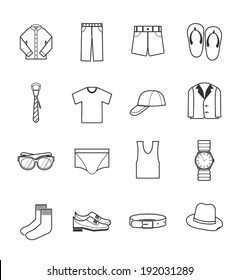 gent clothes icons set