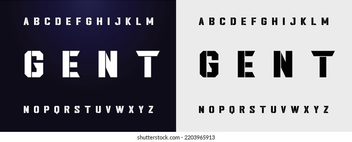 GENT Sports minimal tech font letter set. Luxury vector typeface for company. Modern gaming fonts logo design.