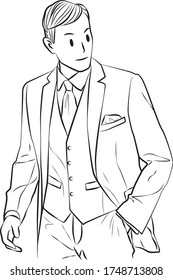 Ilustración de vector de línea de posición de Gentelman