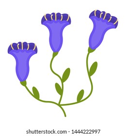 Gentian flower flat icon, wildflowers, plant vector illustration isolated on white background