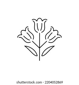 gentian flower, thin line vector icon illustration