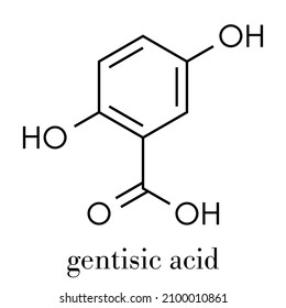 Gentisic acid molecule. Skeletal formula.