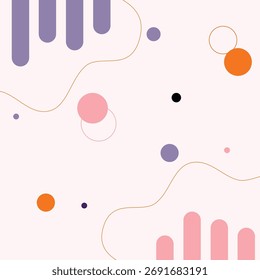 Gentle abstract background using soft pastel pink and beige tones with whimsical vertical lines and scattered geometric dots. Ideal for beauty, children's themes, or delicate design