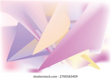 A gentle abstract composition featuring overlapping geometric shapes in soft pastel hues, with a diffused, ethereal light.