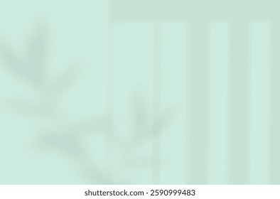 Gentle abstract illustration highlighting plant shadow shapes on soft green background, presenting calm and organic atmosphere, ideal for nature-themed designs. Vector illustration.
