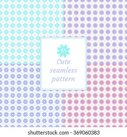 Gentle abstract seamless patterns with circles and flowers