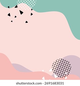 Gentle and aesthetic abstract background using soft pastel pink, blue, and beige tones with smooth organic and dotted geometric shapes. Perfect for wellness, beauty, or minimal design