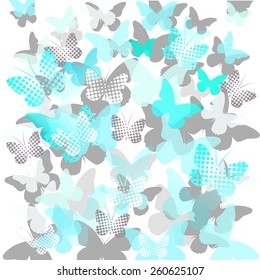 gentle background with blue butterflies. Vector