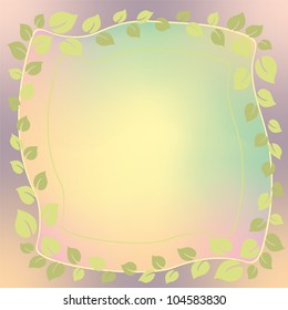 "Gentle background with leaves on a branch in a square"