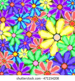 Gentle background or pattern of flowers in bright colors.