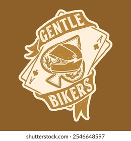 Gentle Bikers Playcard Helmet Vintage Design Vector Illustration