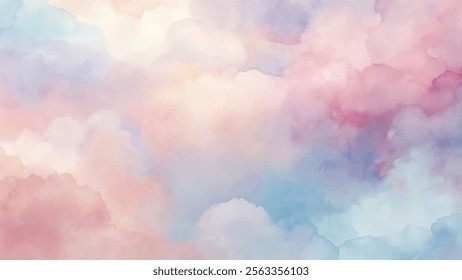 A gentle blend of pastel colors forms soft clouds, creating a serene and calming visual experience.