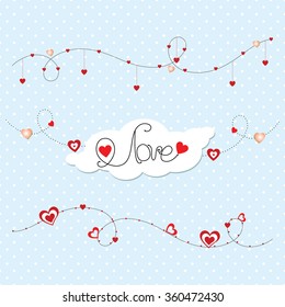 gentle blue background with hearts Valentines Day