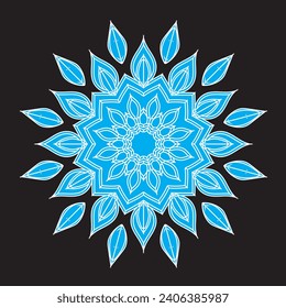 Gentle blue beautiful circular logo for boutique, flower shop, business, interior. Company mark, emblem, element. Simple geometric mandala logotype. 