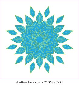 Gentle blue beautiful circular logo for boutique, flower shop, business, interior. Company mark, emblem, element. Simple geometric mandala logotype. 