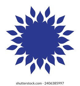 Gentle blue beautiful circular logo for boutique, flower shop, business, interior. Company mark, emblem, element. Simple geometric mandala logotype. 