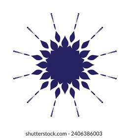 Gentle blue beautiful circular logo for boutique, flower shop, business, interior. Company mark, emblem, element. Simple geometric mandala logotype. 
