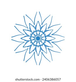Gentle blue beautiful circular logo for boutique, flower shop, business, interior. Company mark, emblem, element. Simple geometric mandala logotype. 