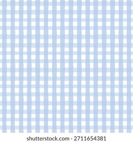 Gentle blue gingham seamless pattern with imperfect vertical and horizontal lines