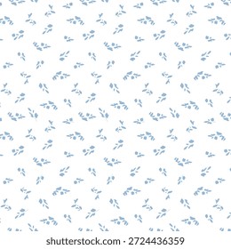 Gentle Blue Petals Scatter Pattern on Pure White Backdrop