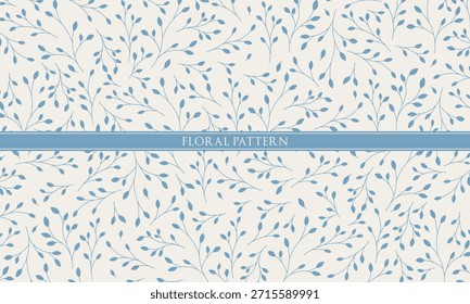 Patrón floral transparente azul suave en crema. Perfecto para ropa de bebé, Fondo de pantalla infantil, embalaje orgánico para el cuidado de la piel y papelería linda.
