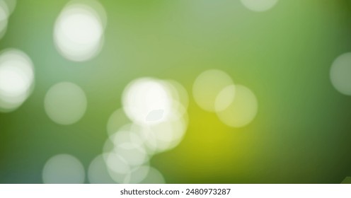 Gentle bokeh effect in shades of green and white. Premium realistic vector background for wallpaper, poster and banner backgrounds.