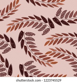 Gentle botanical composition. Seamless vector pattern background 35