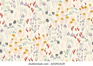 gentle bright tiny flowers pattern For autumn print dress 