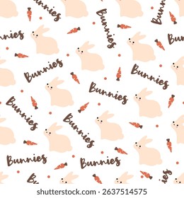 Gentle Bunnies and Carrot Companions Parade Pattern can be use for background and apparel design