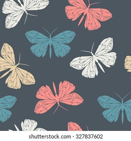 Gentle butterflies. Seamless pattern.