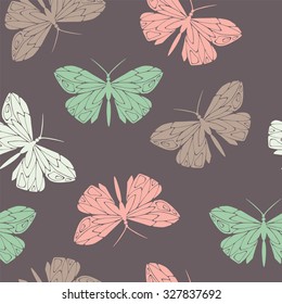 Gentle butterflies. Seamless pattern.