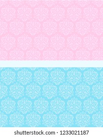 Gentle candy floral background pattern in pink and blue colors. Sweet backdrop for family events.