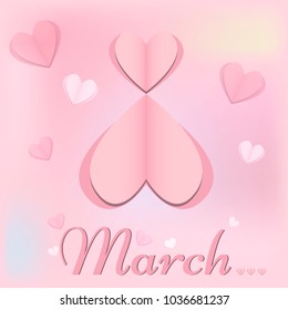 gentle card with hearts for women March 8