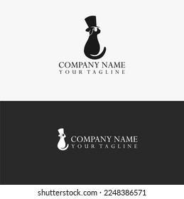 La silueta Gentle Cat es el sencillo personaje del logotipo del gato vectorial con un toque lujoso.