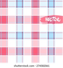 Gentle checkered pattern seamless for women's cotton fabric. Pink and Blue stripes vector for female and children design