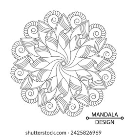 Gentle Circles  Mandala of Coloring Book Page for Adults and Children. Easy Mandala Coloring Book Pages for Adults to Relax, Experiences Give Relief. Resizeable Vector File.