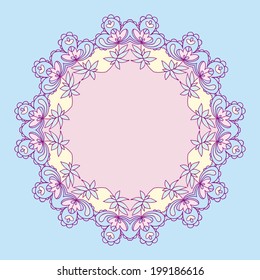 gentle circular ornament on a blue background. vector drawing