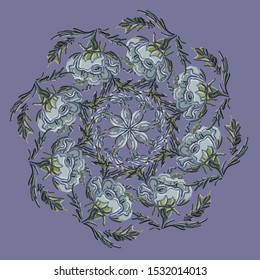 The gentle circular pattern.Beautiful flowers.Vector illustration.
