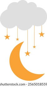 Gentle Cloud with Moon and Stars Design