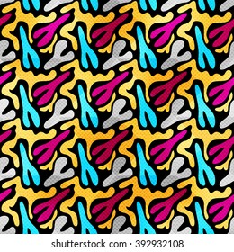 gentle color graffiti seamless pattern on a black background