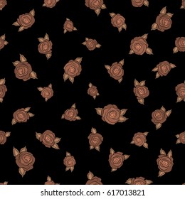 Gentle colors. Seamless pattern with beige and orange flowers. Handmade. Female pattern.