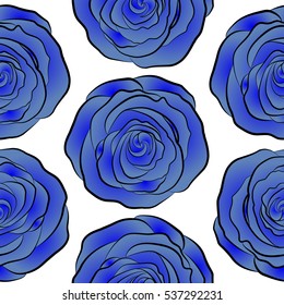 Gentle colors. Seamless pattern with blue flowers watercolor. Handmade. Female pattern.